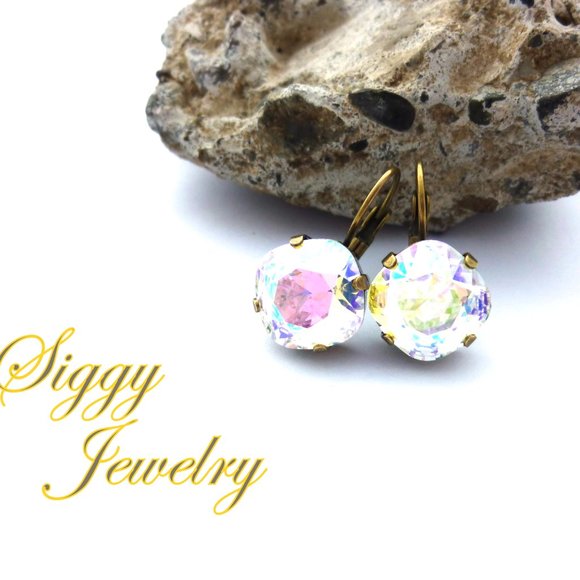 Swarovski Crystal AB Cushion Cut Drop Earrings - Picture 4 of 7